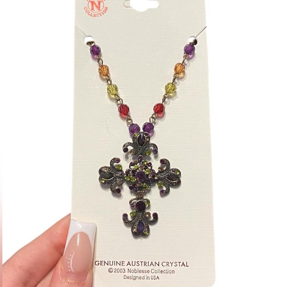 Noblesse Collection Genuine Australian Crystal Whimsy Cross Necklace